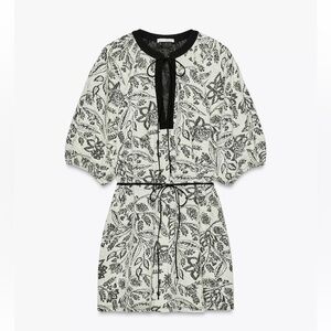 Zara Belted Jacquard Dress